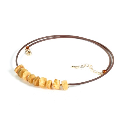 Колье на струне &quot;Таблетка&quot; из Янтаря с гематитом купить