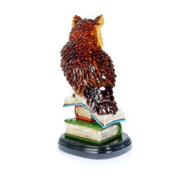 Сова на книгах большая Янтарь/Полистоун
