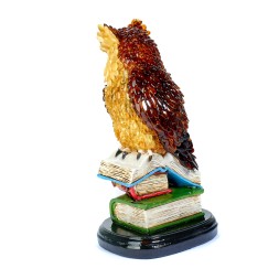 Сова на книгах большая Янтарь/Полистоун