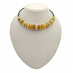 Колье на струне &quot;Таблетка&quot; из Янтаря с бисером