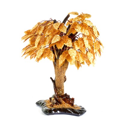 Дерево на деревянной подставке из Янтаря 50 см купить