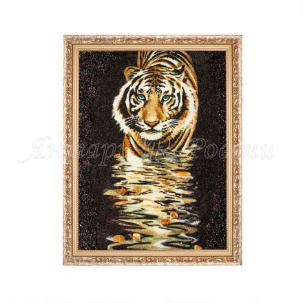 Картина &quot;Тигр на водопое&quot; из Янтаря купить в Евпатории