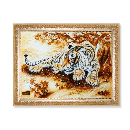 Картина &quot;Тигр Амурский&quot; из Янтаря купить