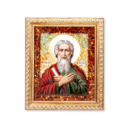 Икона  св. Андрей Первозванный (лик), янтарь купить в Евпатории