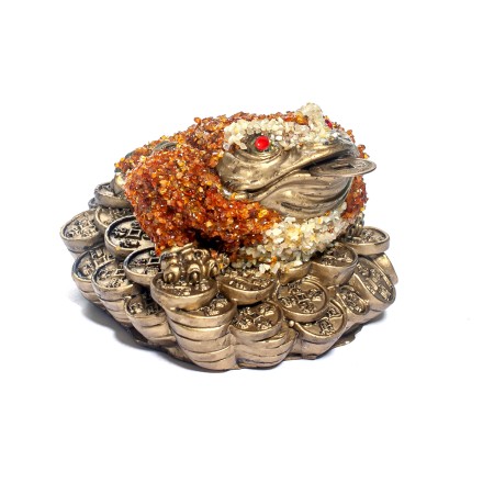 Жаба большая с монетами Янтарь/Керамика купить в Евпатории