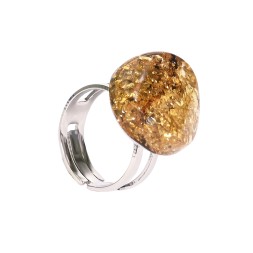 Кольцо &quot;Диск&quot; из Янтаря и юв.сплава