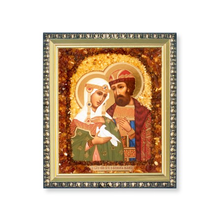 Икона из Янтаря св. Петр и Феврони(лики) купить в Евпатории