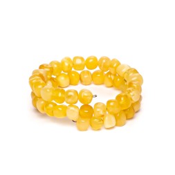 Браслет &quot;Мятый шар&quot; из Янтаря на струне
