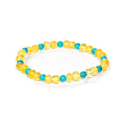 Браслет детский &quot;Мятый шар&quot; из Янтаря с бирюзой купить
