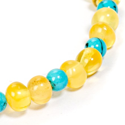 Браслет детский &quot;Мятый шар&quot; из Янтаря с бирюзой купить