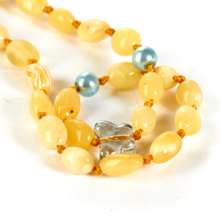 Бусы детские &quot;Бабочка&quot; из Янтаря и перламутра купить